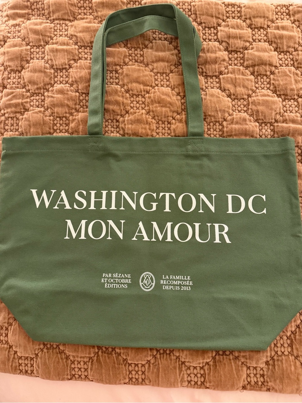 Sézane Green Canvas DC Tote